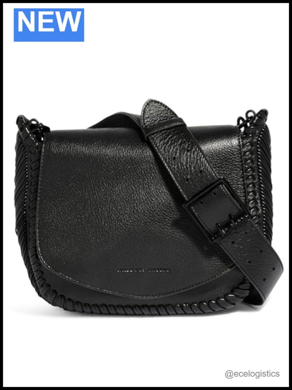 Leather Saddle Crossbody Bag, Adjustable Removable Strap, Whip Stitch